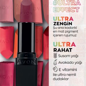 رژ لب اورجینال برند Avon مدل Ultra Mat Ruj Ravishing Rose کد 94408756