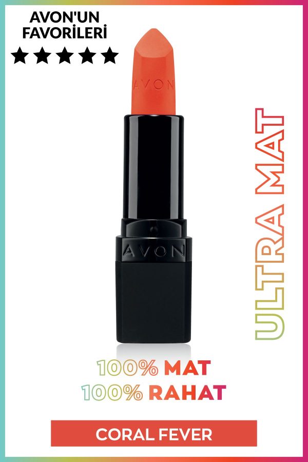 رژ لب اورجینال برند Avon مدل Ultra Mat Ruj Ravishing Rose کد 94408556