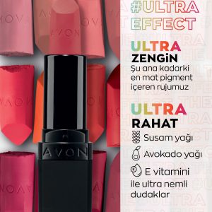 رژ لب اورجینال برند Avon مدل Ultra Mat Ruj Ravishing Rose کد 94408170