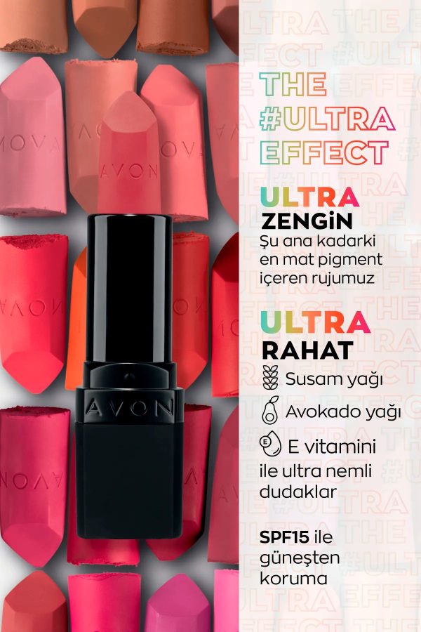 رژ لب اورجینال برند Avon مدل Ultra Mat Ruj Ravishing Rose کد 797902382 - Image 3