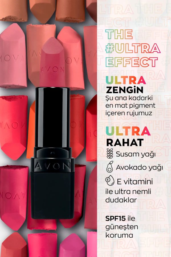 رژ لب اورجینال برند Avon مدل Ultra Mat Ruj Ravishing Rose کد 797902426 - Image 3