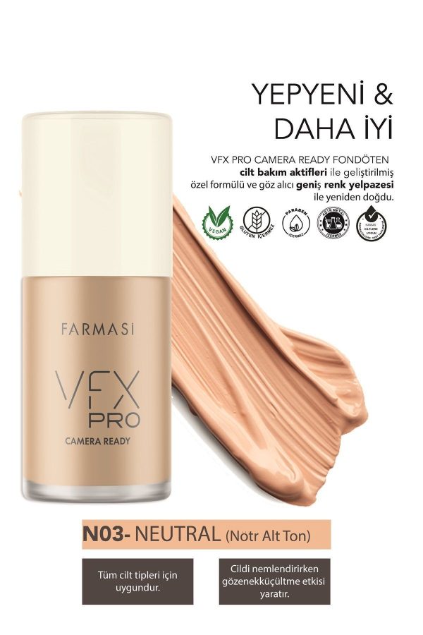 کرم فاندیشن اورجینال برند Farmasi مدل Vfx Pro Camera Ready Fondöten کد 784474311