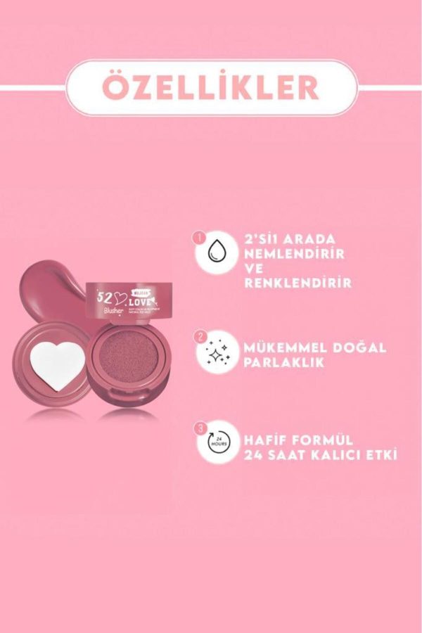 رژ گونه اورجینال برند Mujgan مدل Kalp Detaylı Süngerli Sıvı Allık کد 786575883 - Image 5