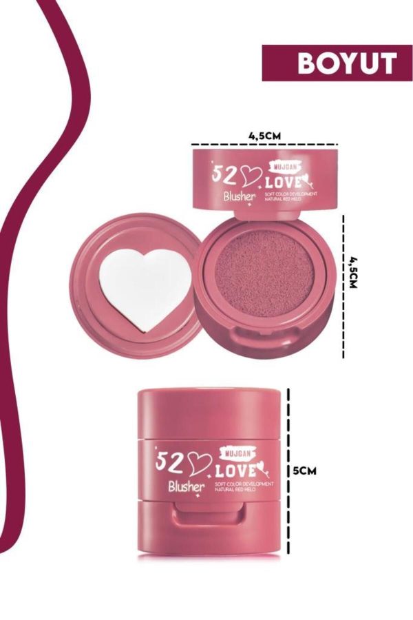 رژ گونه اورجینال برند Mujgan مدل Kalp Detaylı Süngerli Sıvı Allık کد 786575883 - Image 8