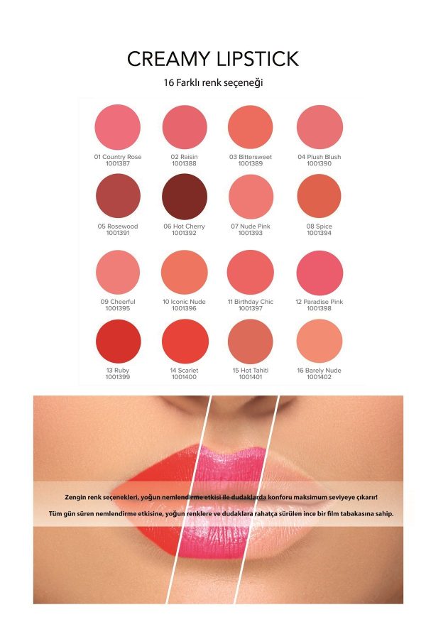 رژ لب اورجینال برند Farmasi مدل Creamy Lipstick 09 کد 786884741 - Image 4