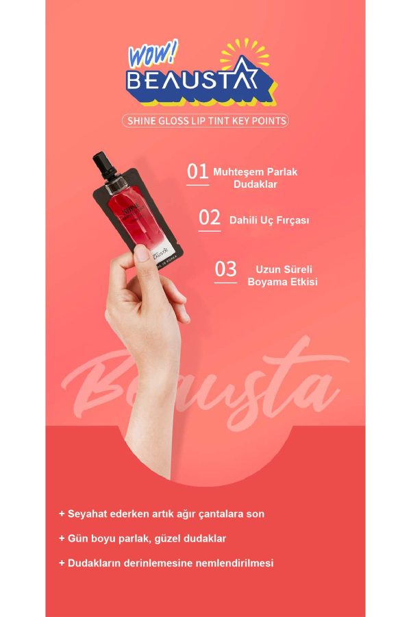 برق لب اورجینال برند Beausta مدل Shine Gloss Lip Tint کد 809095517 - Image 3