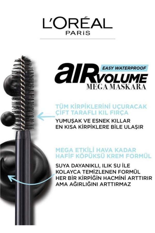 ریمل اورجینال برند L oreal paris مدل Air Volume Mega Easy Waterproof کد 119227125 - Image 6