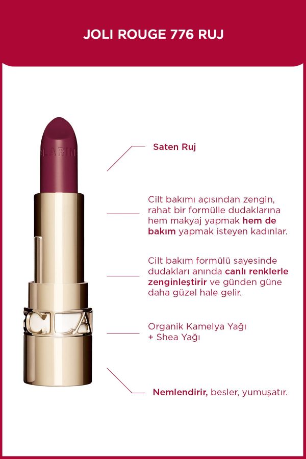رژ لب اورجینال برند Clarins مدل JOLI ROUGE 776 کد 791943479