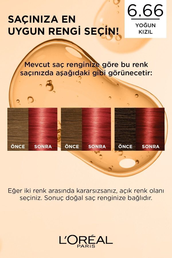 رنگ مو اورجینال برند L oreal paris مدل Excellence Intense 666 Yoğun Kızıl کد 4426360 - Image 7