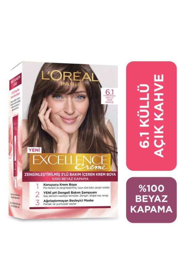 رنگ مو اورجینال برند L oreal paris مدل Excellence Saç Boyası 61 کد 72752672