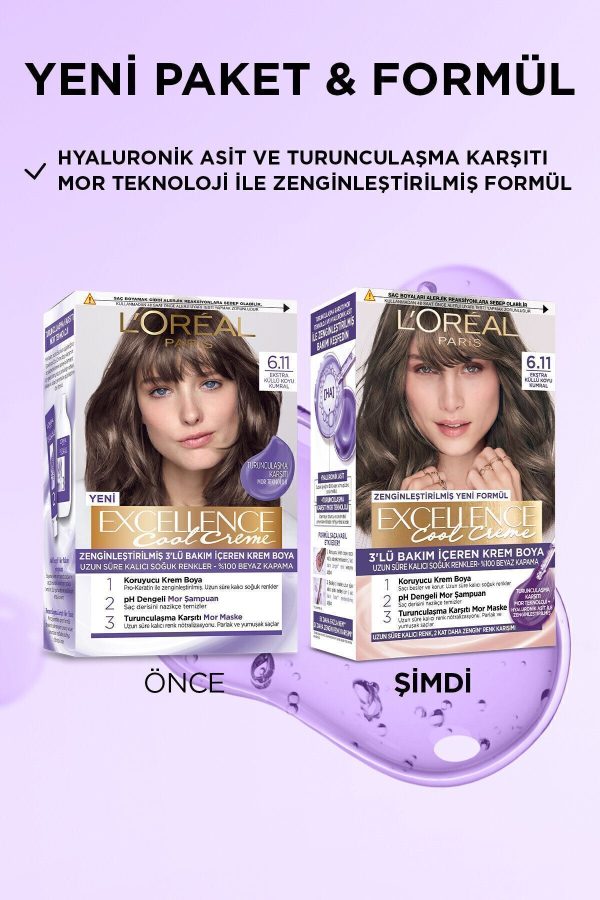 رنگ مو اورجینال برند L oreal paris مدل Excellence Cool Creme Saç Boyası کد 68404144 - Image 3
