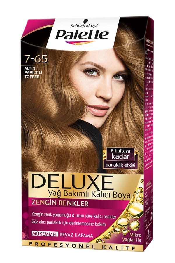 رنگ مو اورجینال برند Palette مدل Deluxe 765 Altın Parıltılı Toffee کد 1069097