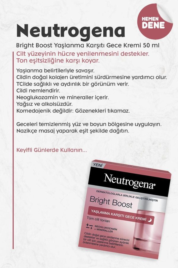 کرم دست اورجینال برند Neutrogena مدل Bright Boost Anti-Aging Night Cream کد 735976908 - Image 2