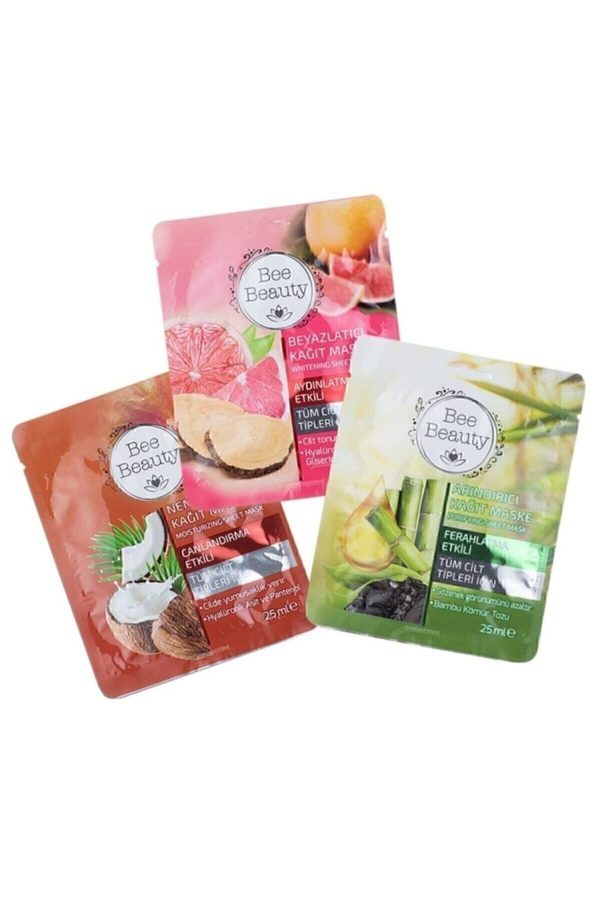 ماسک صورت اورجینال برند Bee beauty مدل 3-piece 25 ml facial mask کد 168042592