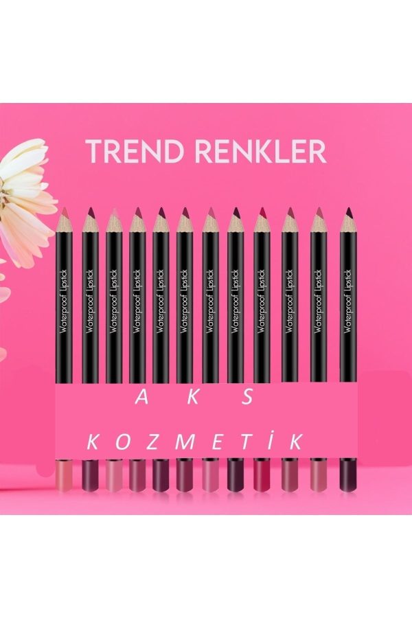 مداد لب اورجینال برند Aks kozmetik مدل 12-piece Set Colored Lip Pencil کد 767867333 - Image 2