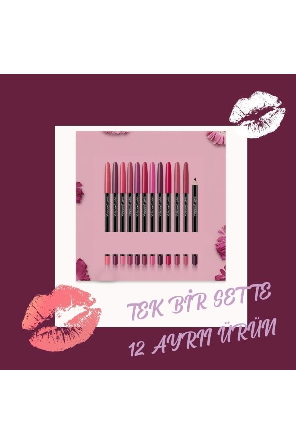 مداد لب اورجینال برند Aks kozmetik مدل 12-piece Set Colored Lip Pencil کد 767867333 - Image 4