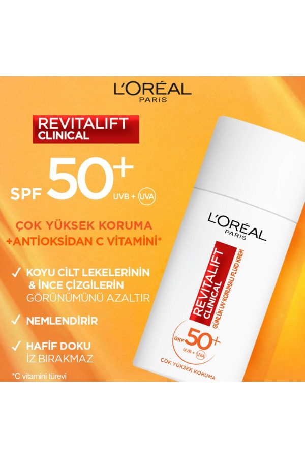 ضد آفتاب صورت اورجینال برند L oreal paris مدل Revitalift Clinical UV GKF50+ Krem کد 738406669 - Image 2