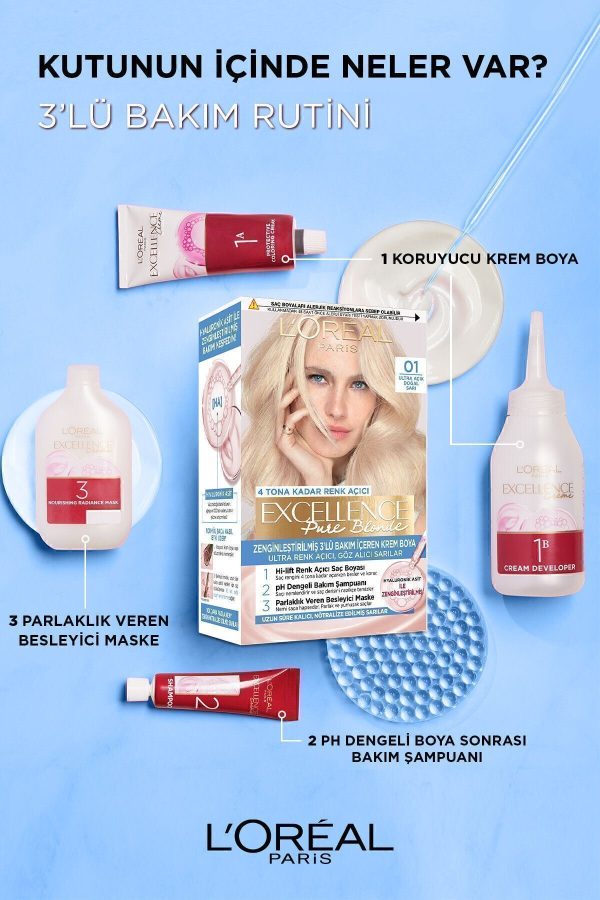 رنگ مو اورجینال برند L oreal paris مدل Excellence Creme Saç Boyası کد 1262228 - Image 5