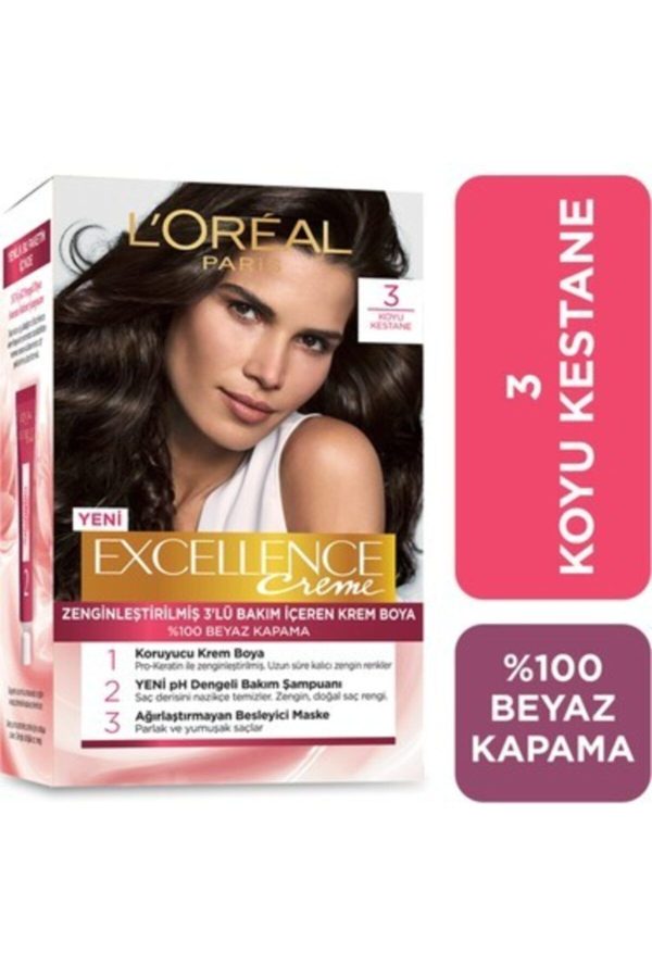 رنگ مو اورجینال برند L oreal paris مدل Loreal Excellence Saç Boyası 3 کد 72750899 - Image 2