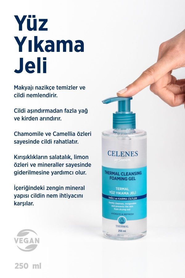 پاک کننده صورت اورجینال برند Celenes by sweden مدل Yüz Temizleme Jeli 250ml Yaglı/karma کد 34306889 - Image 2