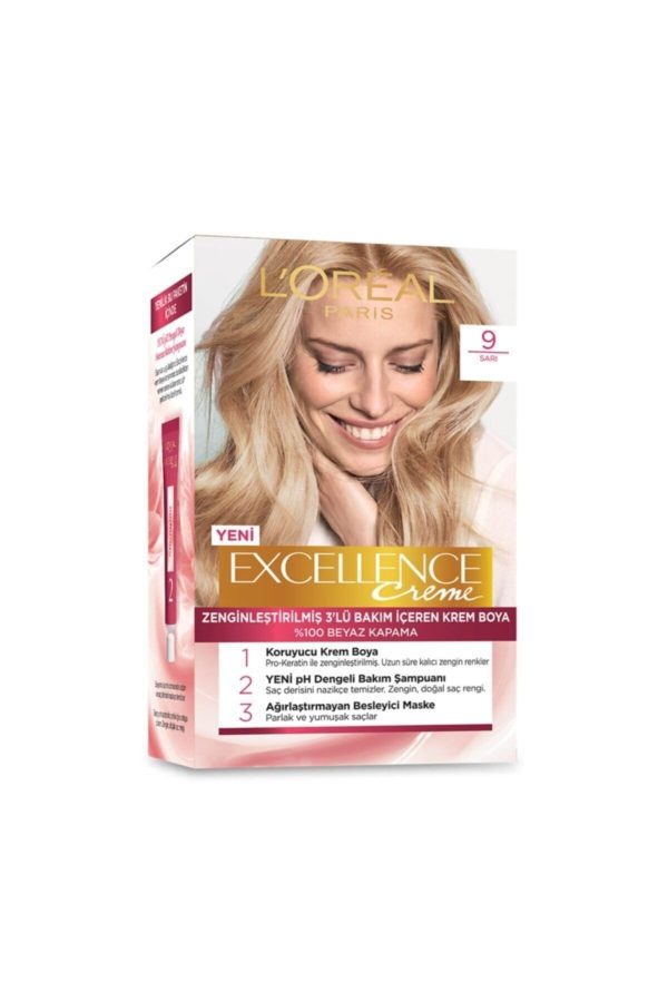 رنگ مو اورجینال برند L oreal paris مدل Excellence Creme Saç Boyası 9 کد 77761463