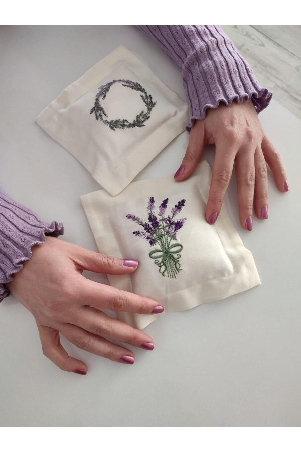 لیف و اسفنج حمام اورجینال برند Silkarea مدل Embroidered Cotton Satin Lavender Set کد 828113476 - Image 3
