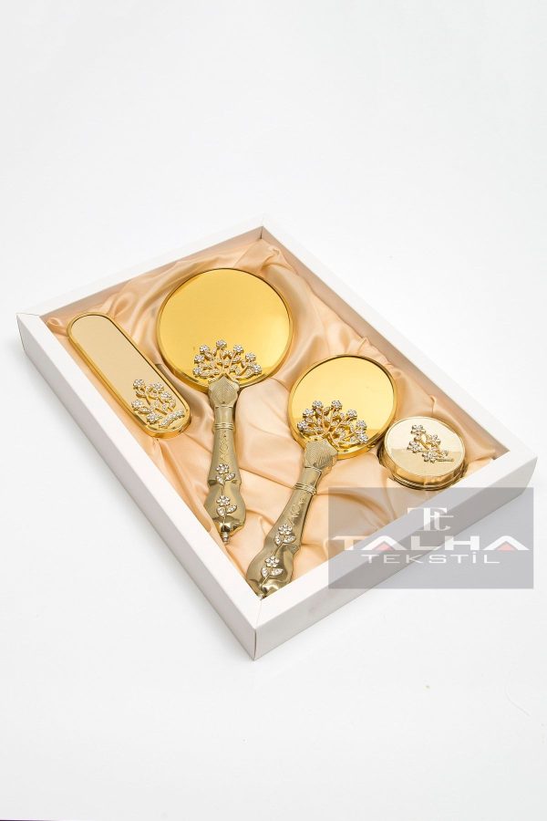 برس و شانه مو اورجینال برند Talha tekstil مدل Dörtlü Ayna Tarak Seti کد 86328429 - Image 2