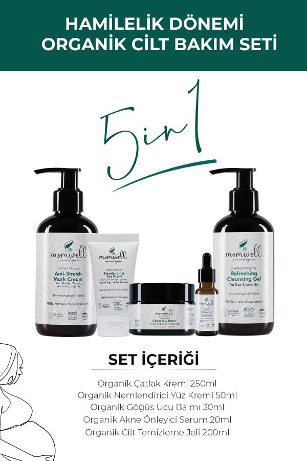 کرم رفع ترک بدن اورجینال برند Momwell مدل Pregnancy Organic Skin Care Set کد 789837891