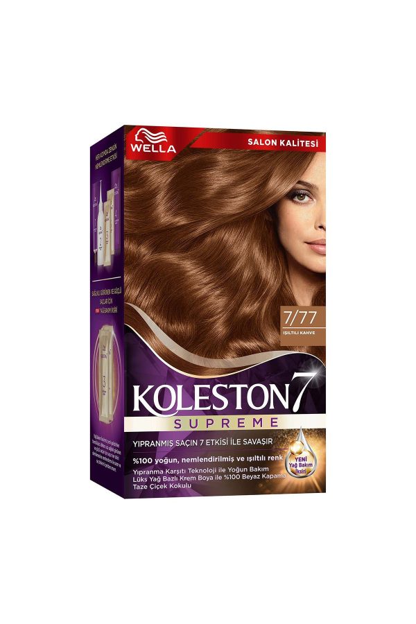 رنگ مو اورجینال برند Wella مدل Koleston Supreme 7/77 Işıltılı Kahve کد 769841797 - Image 3