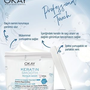 ماسک مو اورجینال برند Okayprofessionnel مدل Keratin Smooth Onarıcı Maske کد 4801021