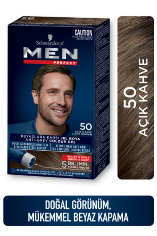 رنگ مو اورجینال برند Men perfect مدل Perfect Erkek No:50 Açık Kahve کد 1069084
