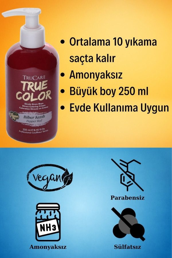 رنگ مو اورجینال برند Trucare مدل Truecolor Saç Boyası Biber Kızılı کد 384151644 - Image 3
