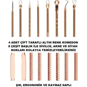 ابزار پاکسازی جوش سر سیاه اورجینال برند Jetcom مدل 4’lü Set Paslanmaz Çelik Komedon کد 172365921