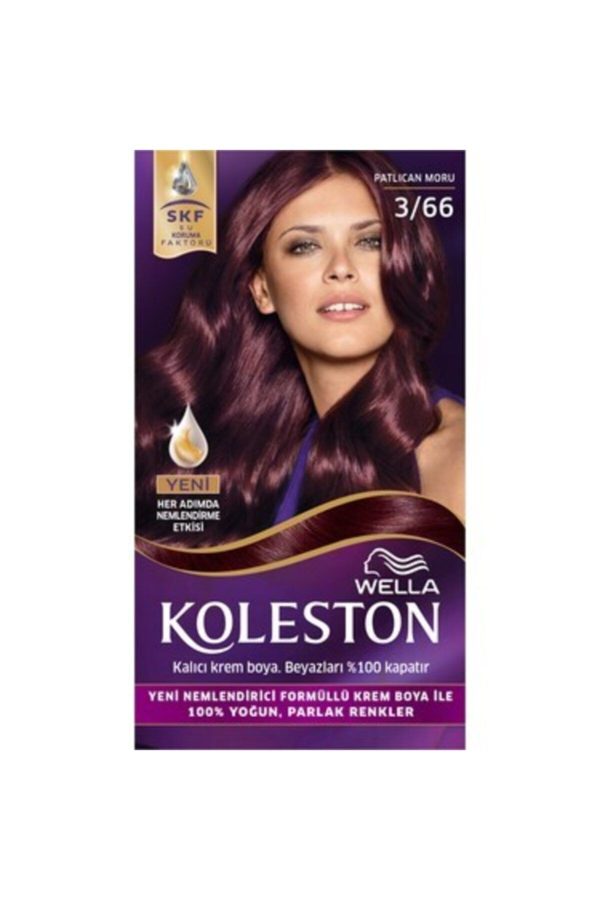 رنگ مو اورجینال برند Wella مدل 3/66 Patlıcan Moru Kit کد 65013311