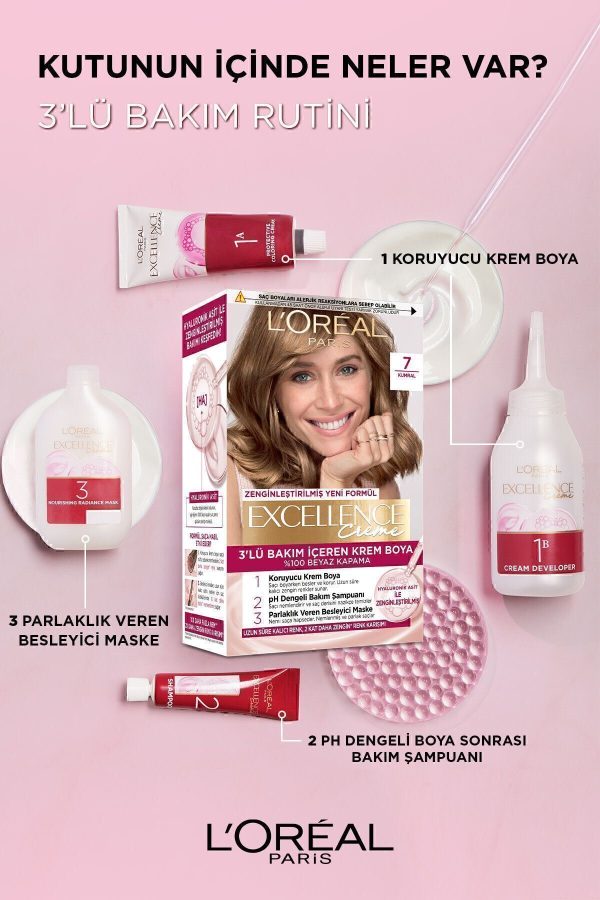 رنگ مو اورجینال برند L oreal paris مدل Excellence Creme Saç Boyası 91 کد 1262247 - Image 5