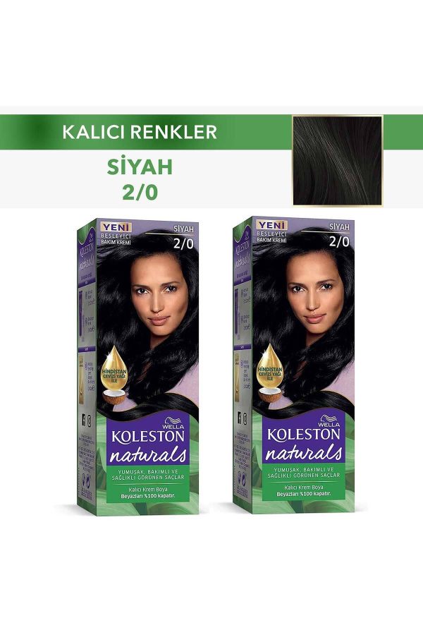 رنگ مو اورجینال برند Wella مدل Naturals Hair Dye 2/0 Black کد 366525619