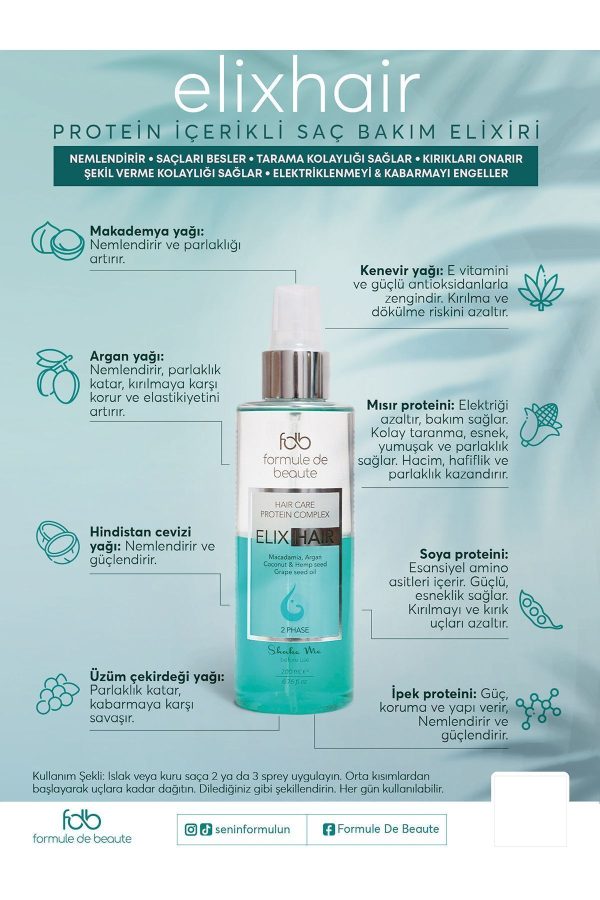 روغن و سرم مو اورجینال برند Formule de beaute مدل Protein-infused hair care elixir کد 789983941 - Image 2