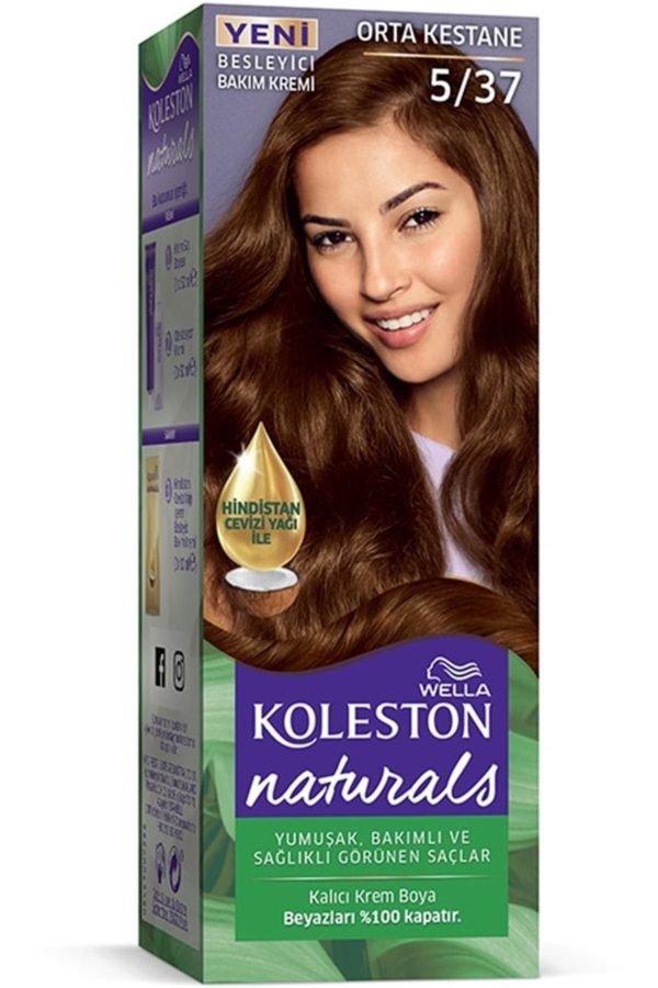 رنگ مو اورجینال برند Wella مدل Naturals 5/37 Medium Chestnut کد 266717028