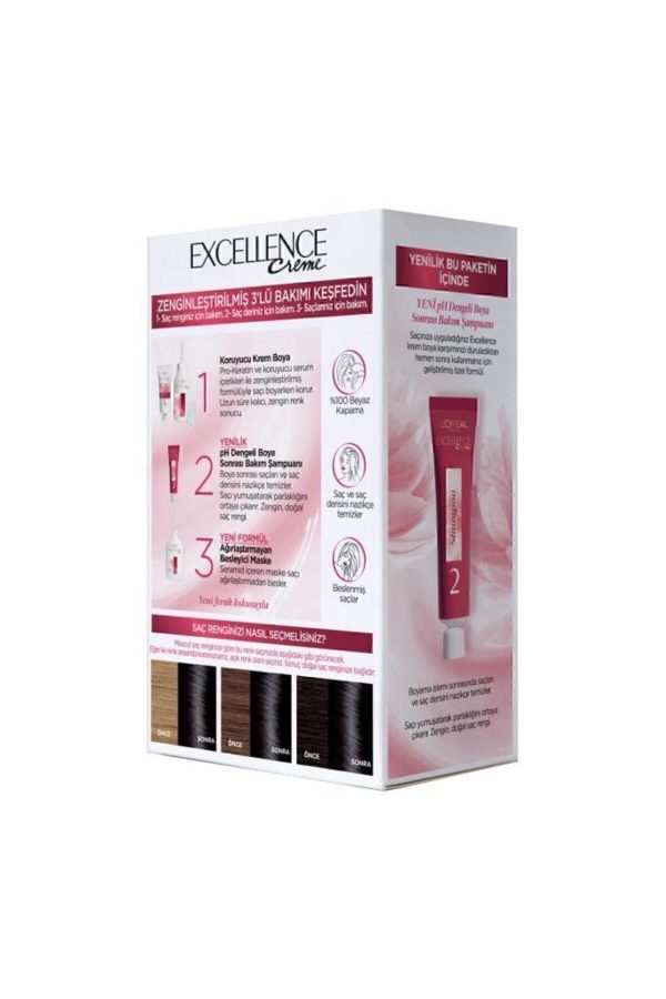 رنگ مو اورجینال برند L oreal paris مدل Excellence Creme Saç Boyası 101 کد 1262252 - Image 4