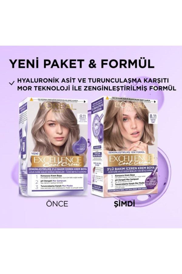رنگ مو اورجینال برند L oreal paris مدل Excellence Cool Creme 811 کد 833062241 - Image 2