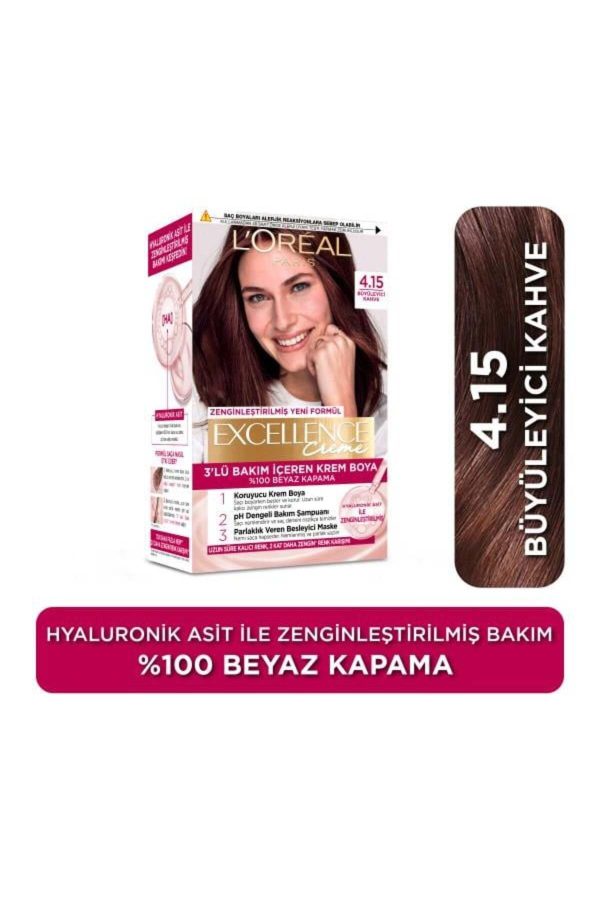 رنگ مو اورجینال برند L oreal paris مدل Excellence Creme 415 Büyüleyici Kahve کد 833039895