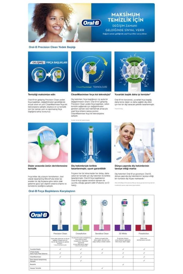 سری یدک مسواک برقی اورجینال برند Oral b مدل Precision Clean 2'li کد 134563721 - Image 6