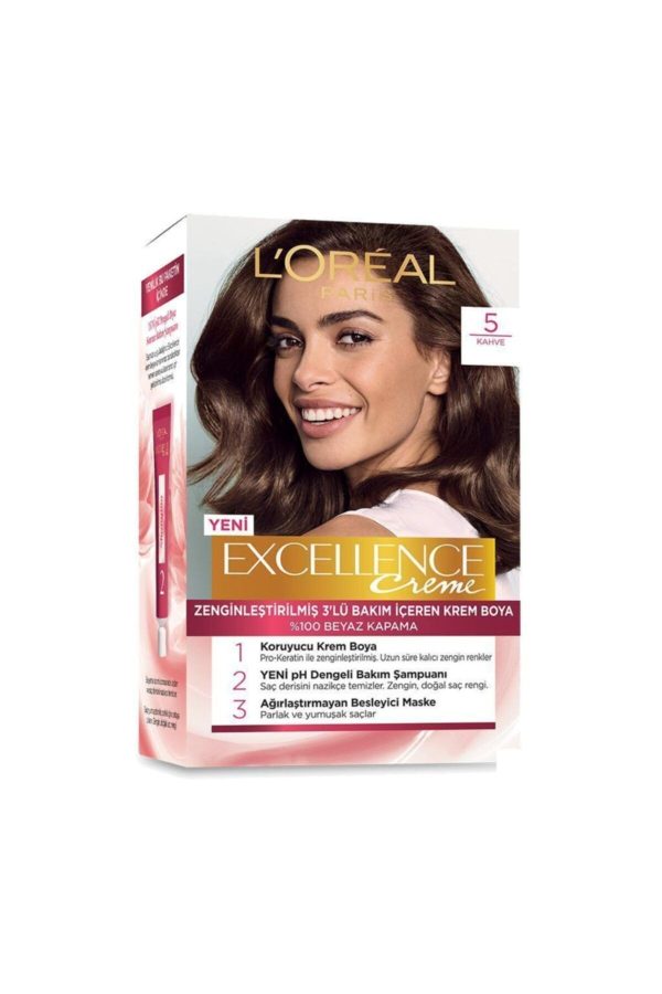 رنگ مو اورجینال برند L oreal paris مدل Excellence Creme 5 Kahve کد 77877571