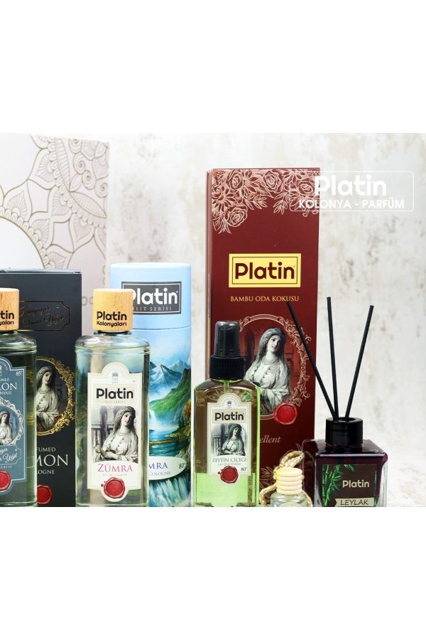 ادکلن اورجینال برند Platin kolonya parfum مدل 5'li Kolonya ve Bambu Seti کد 819034532 - Image 4