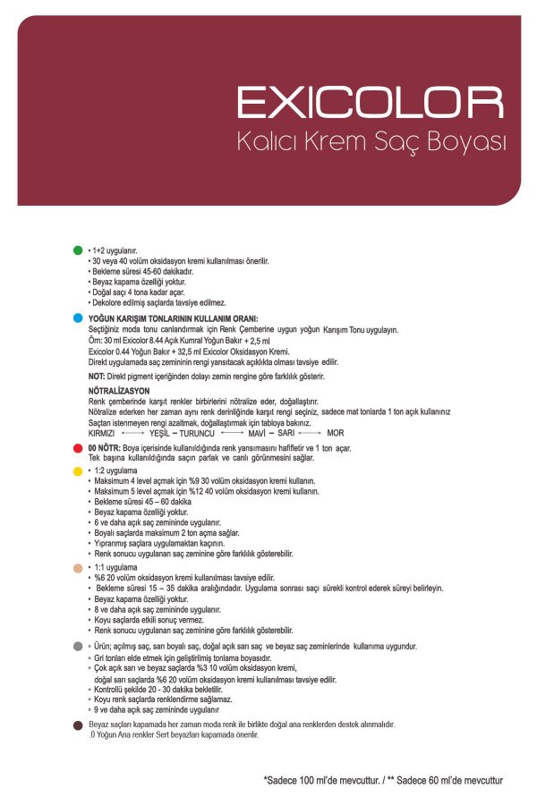 رنگ مو اورجینال برند Exicolor مدل Kalıcı Krem Saç Boyası کد 818431322 - Image 3