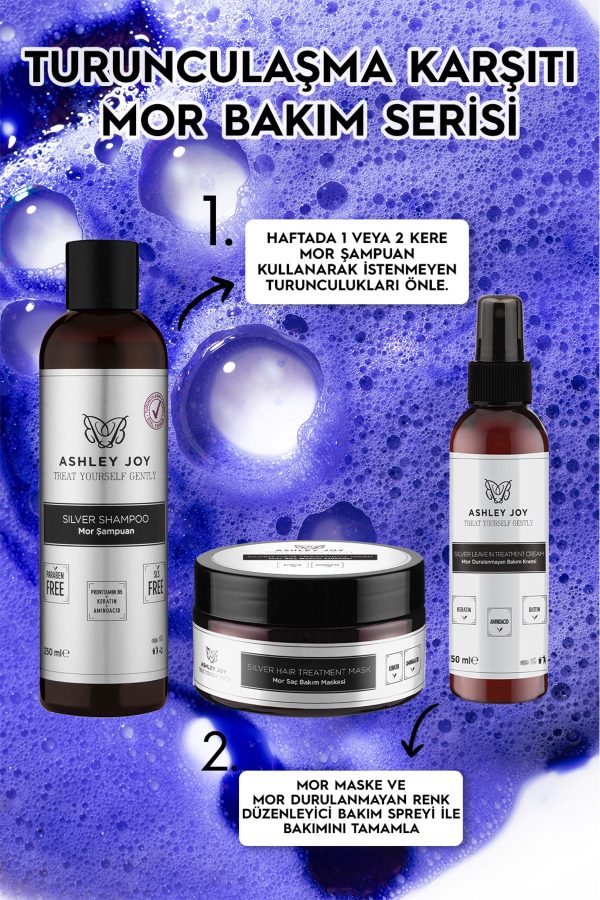 شامپو اورجینال برند Ashley joy مدل Silver Purple Shampoo 250ml X2 کد 762174592 - Image 4