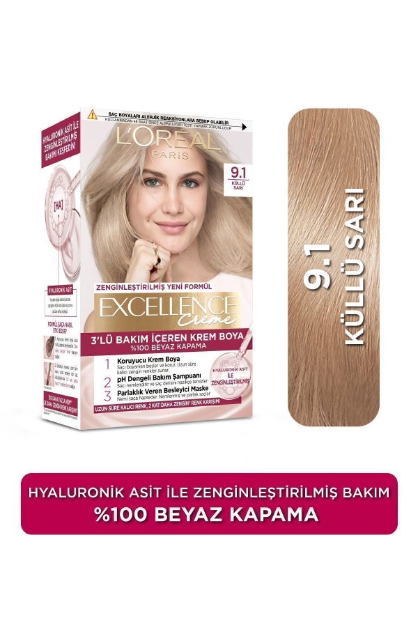 رنگ مو اورجینال برند L oreal paris مدل Excellence Creme Saç Boyası 91 کد 1262247
