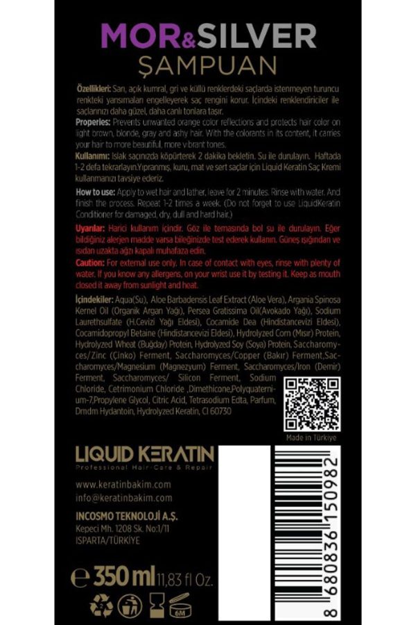 شامپو اورجینال برند Liquid keratin مدل Keratinli Mor & Silver Şampuan کد 631616545 - Image 4