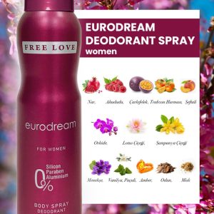 دئودورانت اورجینال برند Free love مدل Eurodream Kadın Deodorant 150 ml کد 230567675