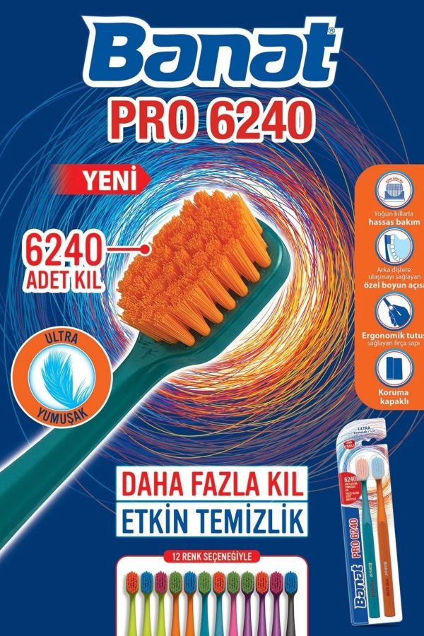 مسواک دستی اورجینال برند Banat مدل Pro 6240 Ultra Yumuşak کد 121778063 - Image 4